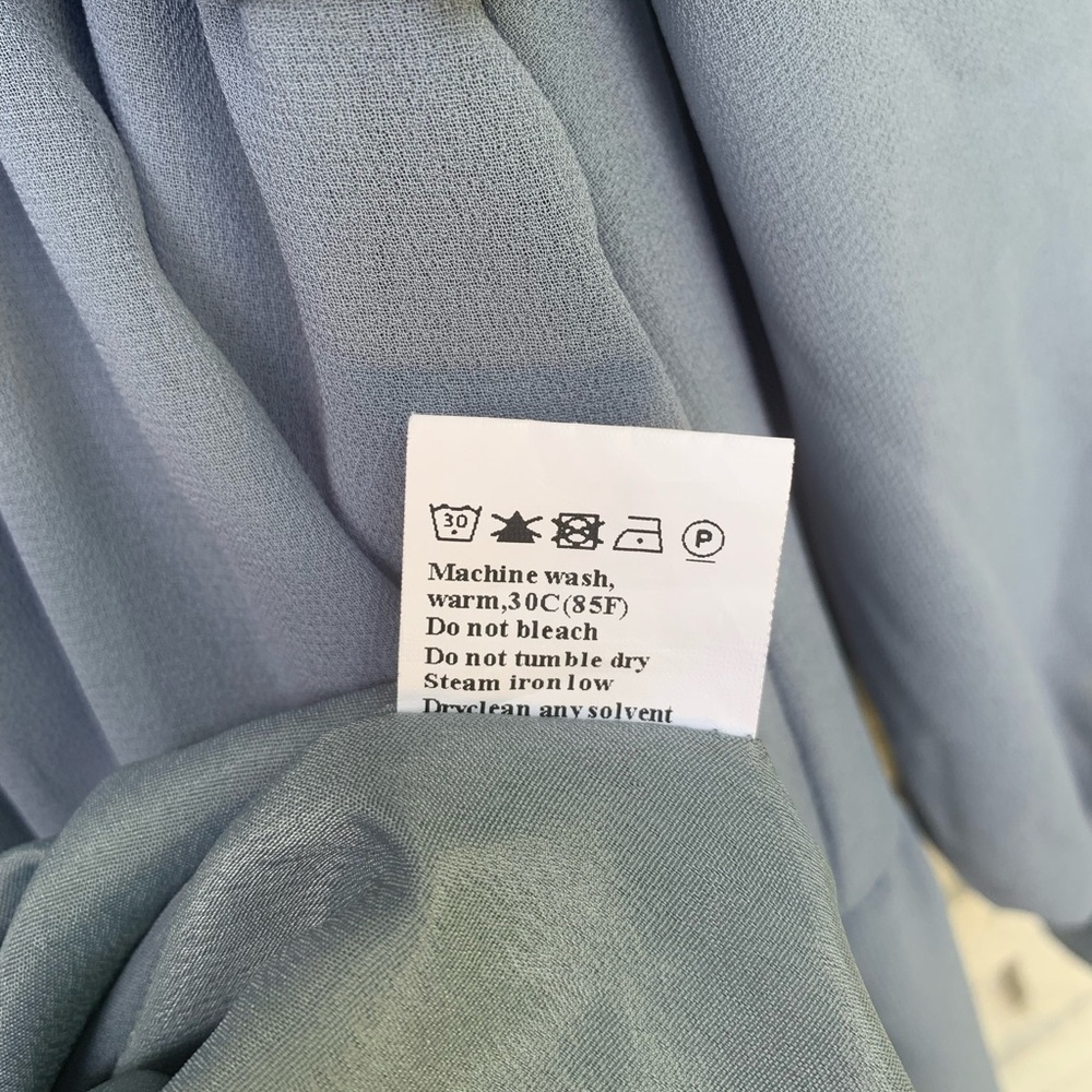 Dusty Blue Ruffle Dress - Picture 6 of 7